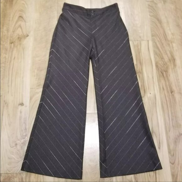 Misura by Joeffer Caoc Gray Pinstripe Wide Leg Trouser Pants 8 Womens 31 x 32 - Picture 1 of 9